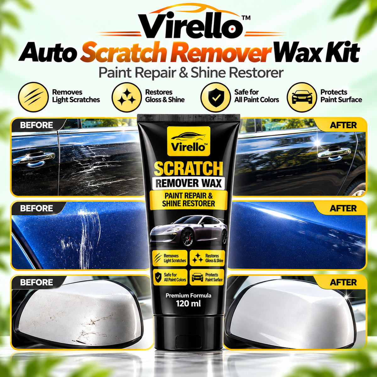 Virello™ Auto Scratch Remover Wax Kit – Paint Repair & Shine Restorer