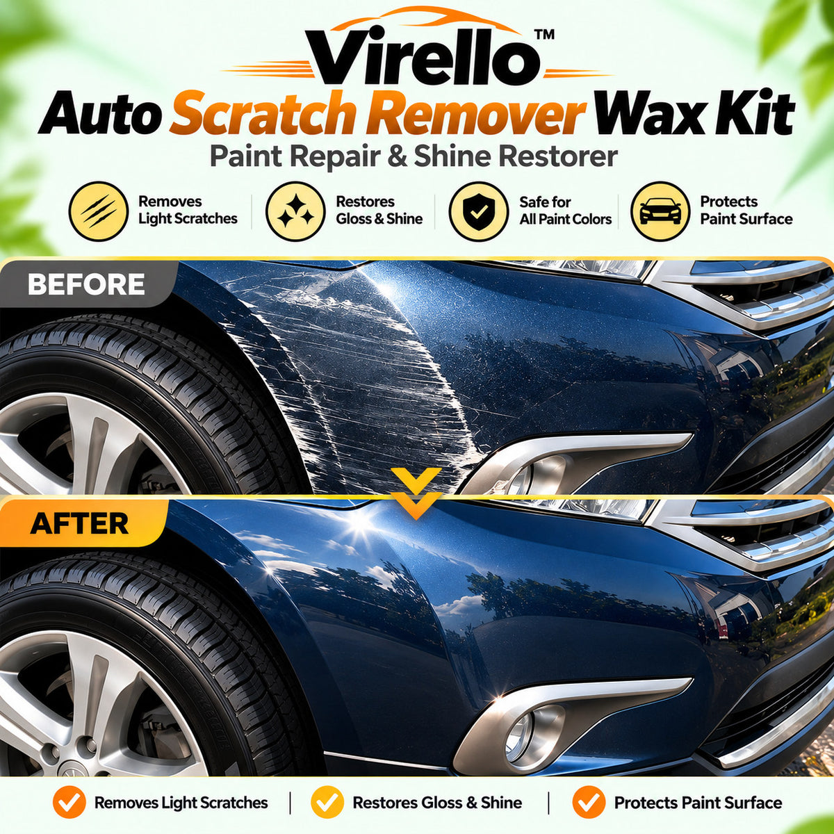 Virello™ Auto Scratch Remover Wax Kit – Paint Repair & Shine Restorer